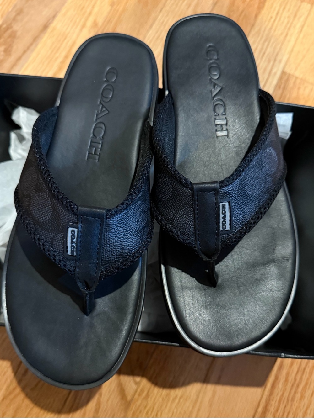 Coach Men's Black Signature Flip Flop Sandals